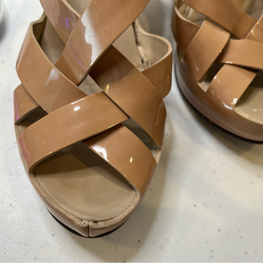 Gorgeous AGL Nude Platform Leather Sandals Women 38 - Picture 5 of 10
